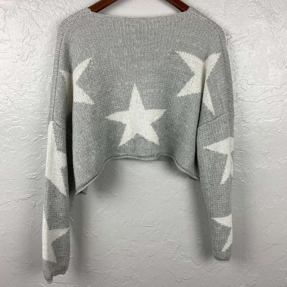 Shein cropped gray Star print sweater - Picture 7 of 7